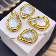 Бусина фриформ жемчуг, цвет золото ~ 18 мм 