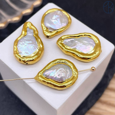 Бусина фриформ жемчуг, цвет золото ~ 18 мм 