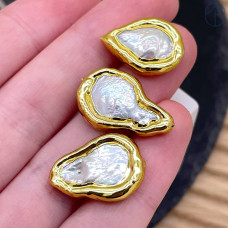 Бусина фриформ жемчуг, цвет золото ~ 18 мм 