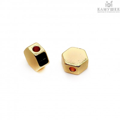 Бусина гексагон, цвет золото 6 мм 