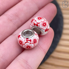 Бусина гжель №1, цвет серебро 14 мм Бусина гжель №1, цвет серебро 14 мм