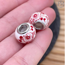 Бусина гжель №2, цвет серебро 14 мм Бусина гжель №2, цвет серебро 14 мм