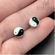 Бусина Инь-янь, цвет серебро 8 мм 