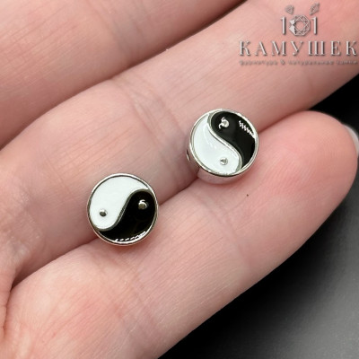 Бусина Инь-янь, цвет серебро 8 мм 