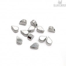 Бусина капля мини гладкая, цвет серебро 6х4 мм