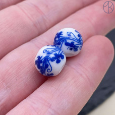 Бусина керамика узор гжель 10 мм