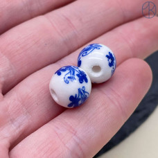 Бусина керамика узор гжель 12 мм