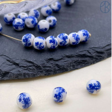 Бусина керамика узор гжель 6 мм