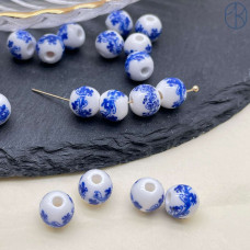 Бусина керамика узор гжель 8 мм