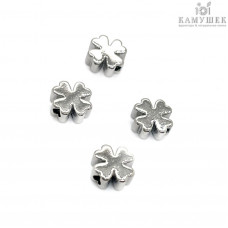 Бусина клевер, цвет серебро 6 мм