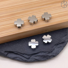 Бусина клевер сталь 8 мм, цвет серебро 