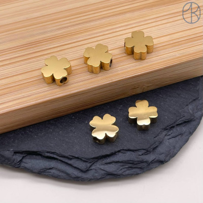 Бусина клевер сталь 8 мм, цвет золото 18К 