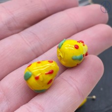 Бусина, клубника желтая 15 мм