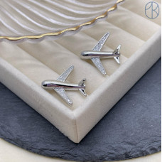 Бусина-коннектор самолет, цвет серебро 22х26 мм