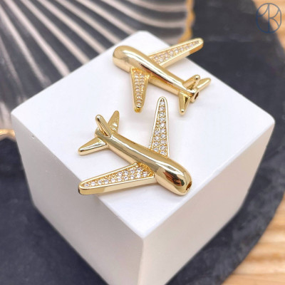 Бусина-коннектор самолет, цвет золото 22х26 мм