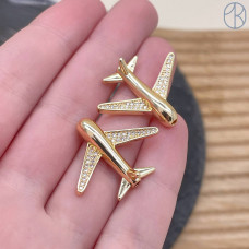 Бусина-коннектор самолет, цвет золото 22х26 мм
