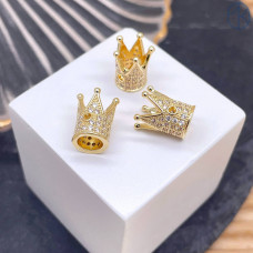 Бусина корона цирконы, цвет золото 12 мм