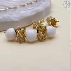 Бусина корона цирконы, цвет золото 7 мм 