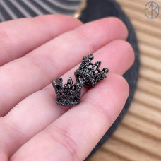 Бусина корона, цвет черный 7 мм