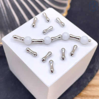 Бусина косточка, цвет серебро 7 мм