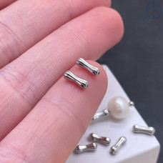 Бусина косточка, цвет серебро 7х2 мм