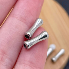 Бусина косточка сталь 12х4 мм, цвет серебро