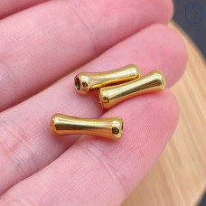 Бусина косточка сталь 12х4 мм, цвет золото 18К 