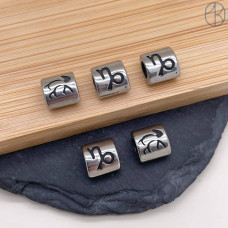 Бусина Козерог сталь, цвет серебро 9 мм