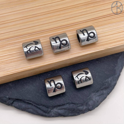 Бусина Козерог сталь, цвет серебро 9 мм