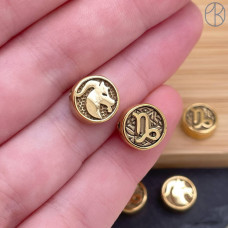 Бусина Козерог сталь, цвет золото 10 мм