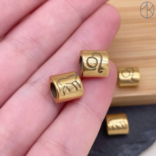 Бусина Козерог сталь, цвет золото 9 мм