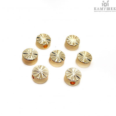 Бусина круг резной, цвет золото 6 мм