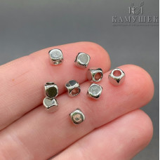 Бусина куб,цвет серебро 4 мм    