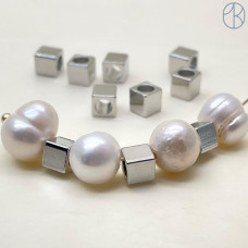 Бусина куб, цвет серебро 4 мм 