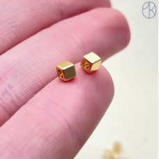 Бусина куб, цвет золото 3 мм