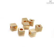 Бусина куб, цвет золото 5 мм
