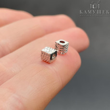 Бусина куб резной, цвет золото 4 мм