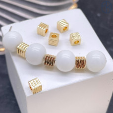 Бусина куб резной, цвет золото 4 мм