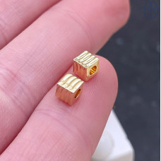 Бусина куб резной, цвет золото 4 мм