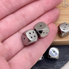 Бусина кубик (кости), цвет серебро 9 мм Бусина кубик (кости), цвет серебро 9 мм