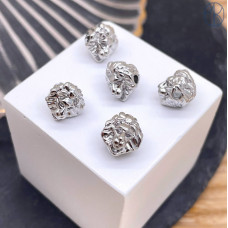 Бусина лев, цвет серебро 9 мм