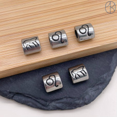 Бусина Лев сталь, цвет серебро 9 мм