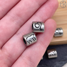 Бусина Лев сталь, цвет серебро 9 мм