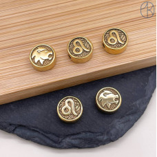 Бусина Лев сталь, цвет золото 10 мм