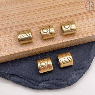 Бусина Лев сталь, цвет золото 9 мм