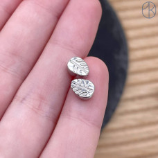 Бусина лист, цвет серебро 7 мм