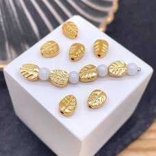 Бусина лист, цвет золото 7 мм