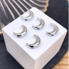 Бусина луна, цвет серебро 12х8 мм 