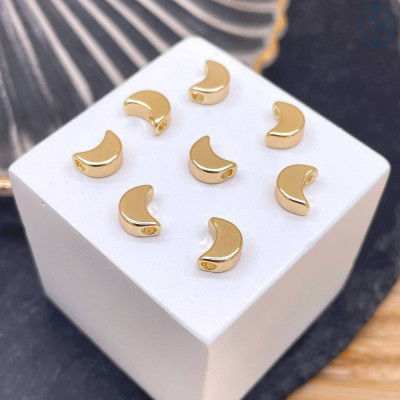 Бусина луна, цвет золото 6 мм