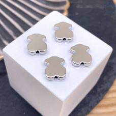 Бусина медведь, цвет серебро 12х10 мм